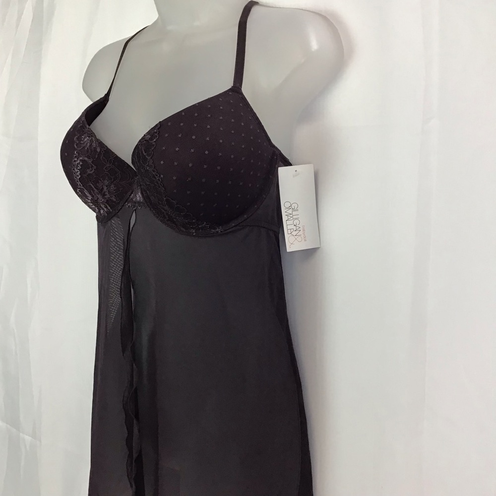 Gilligan & O'Malley Purple Sheer Babydoll Nightgown Split Front Lingerie - Picture 2 of 12